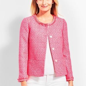 Size 8 petite pink Talbots blazer suit jacket ruffle edges
